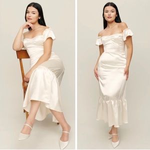 NWT Reformation Sianna Silk Ivory Dress Size 0